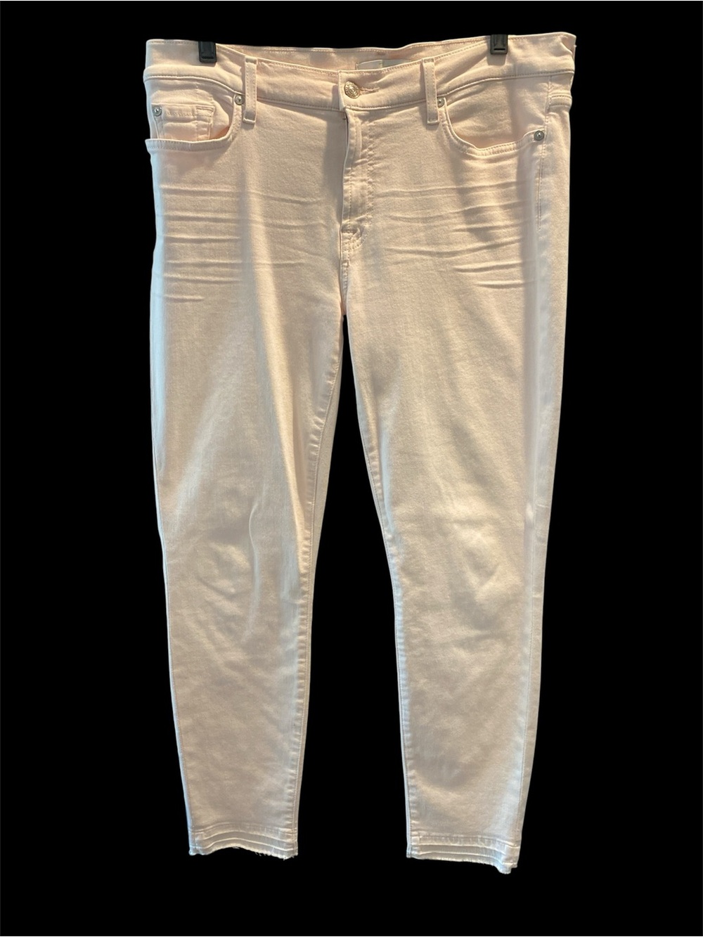 7 for All Mankind Pale Pink Skinny Jeans with raw hem Size 32
